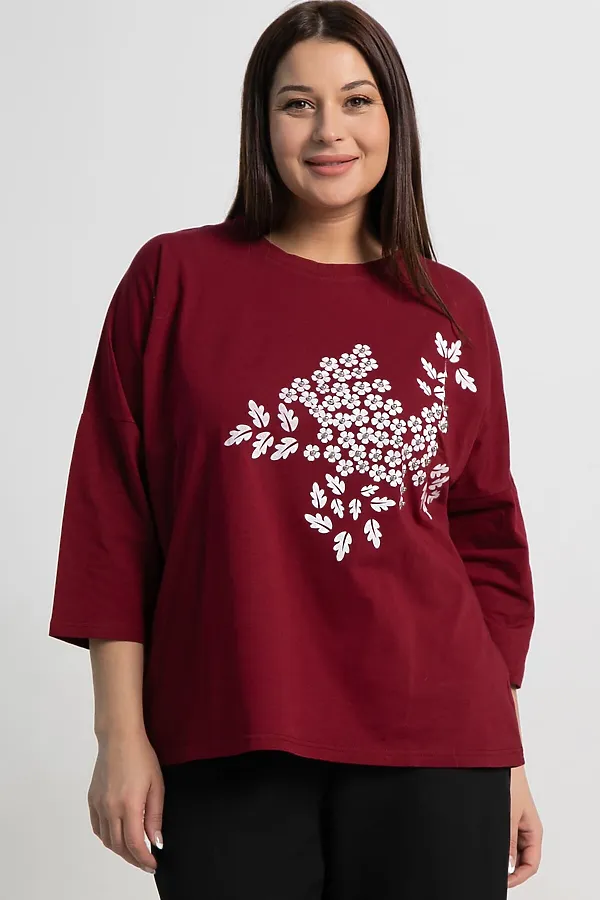 Блуза Ромашка LADY TAIGA, бордовая - фото 2