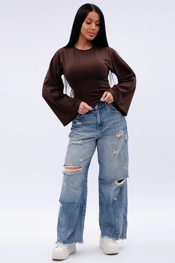 Лонгслив Аида НАТАЛИ, коричневый - фото 2