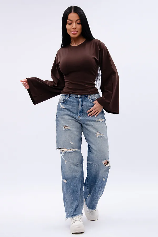 Лонгслив Аида НАТАЛИ, коричневый - фото 2