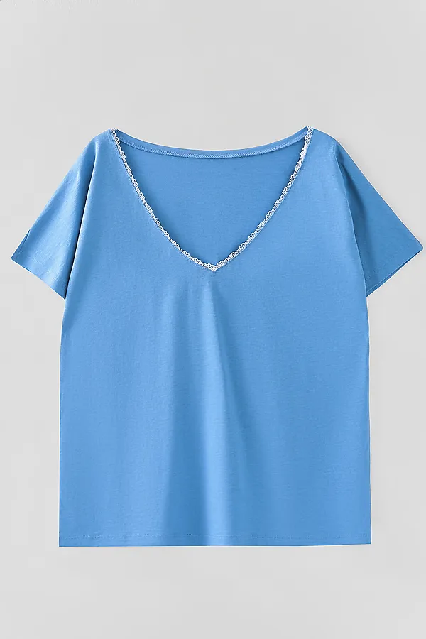 Комплект женский (футболка, шорты) MARK FORMELLE, св.синий +веточки на св.синем - фото 2