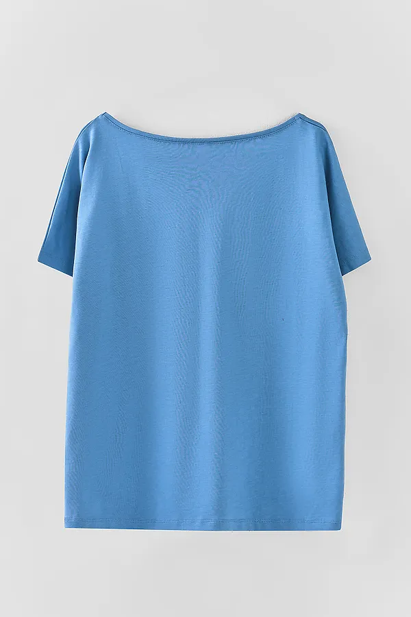 Комплект женский (футболка, шорты) MARK FORMELLE, св.синий +веточки на св.синем - фото 2