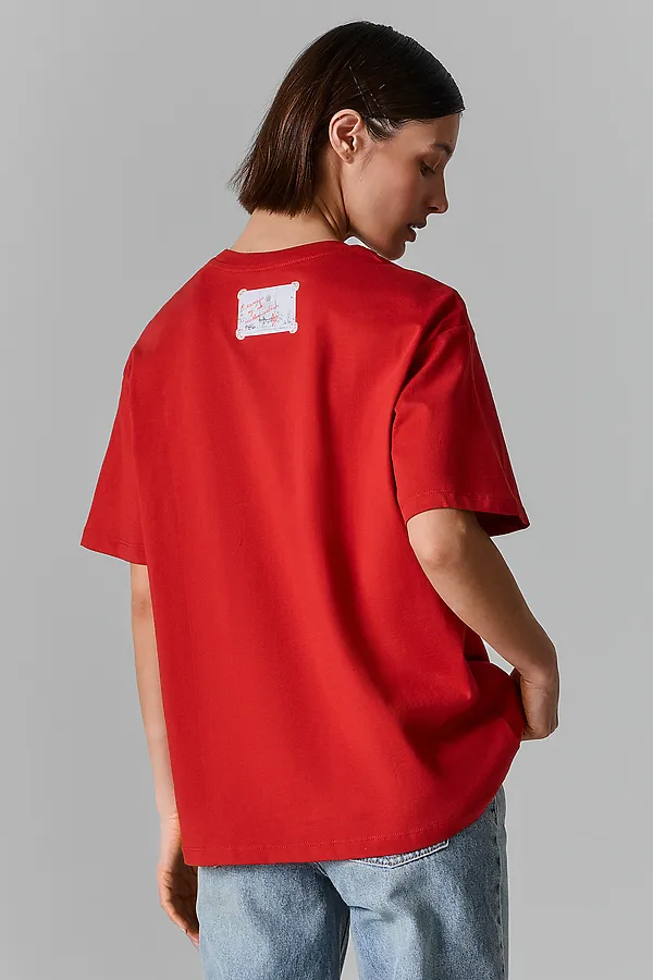 Футболка женская MARK FORMELLE, красная лава +печать - фото 2