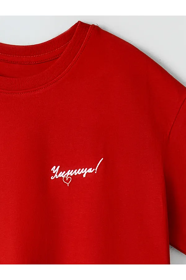 Футболка женская MARK FORMELLE, красная лава +печать - фото 2