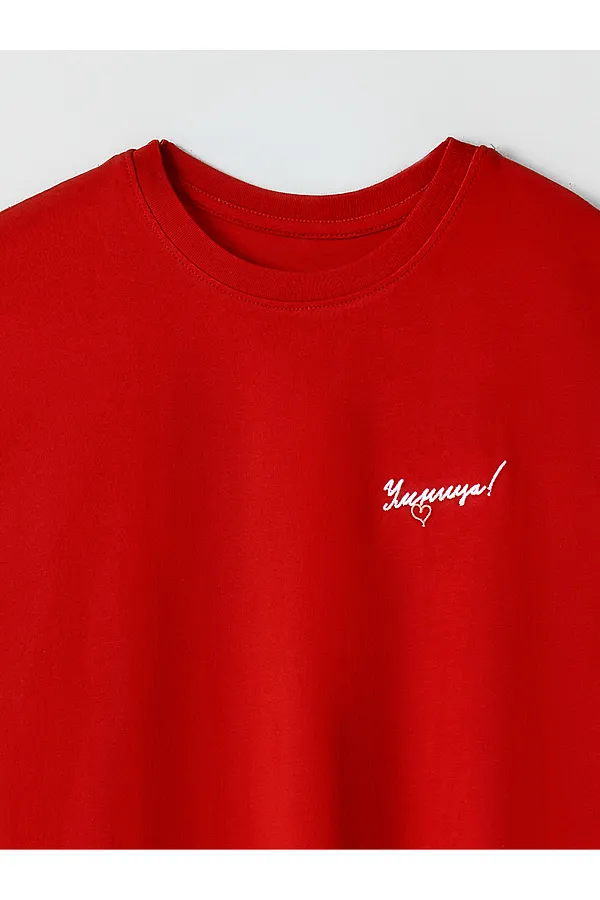 Футболка женская MARK FORMELLE, красная лава +печать - фото 2