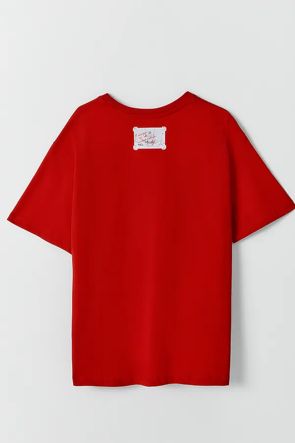 Футболка женская MARK FORMELLE, красная лава +печать - фото 2