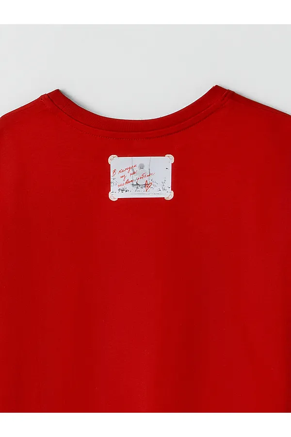 Футболка женская MARK FORMELLE, красная лава +печать - фото 2