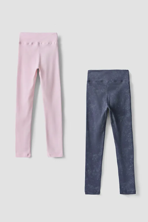 Леггинсы для девочек (2шт.) MARK FORMELLE, графитовый acid wash +розовый acid wash - фото 2