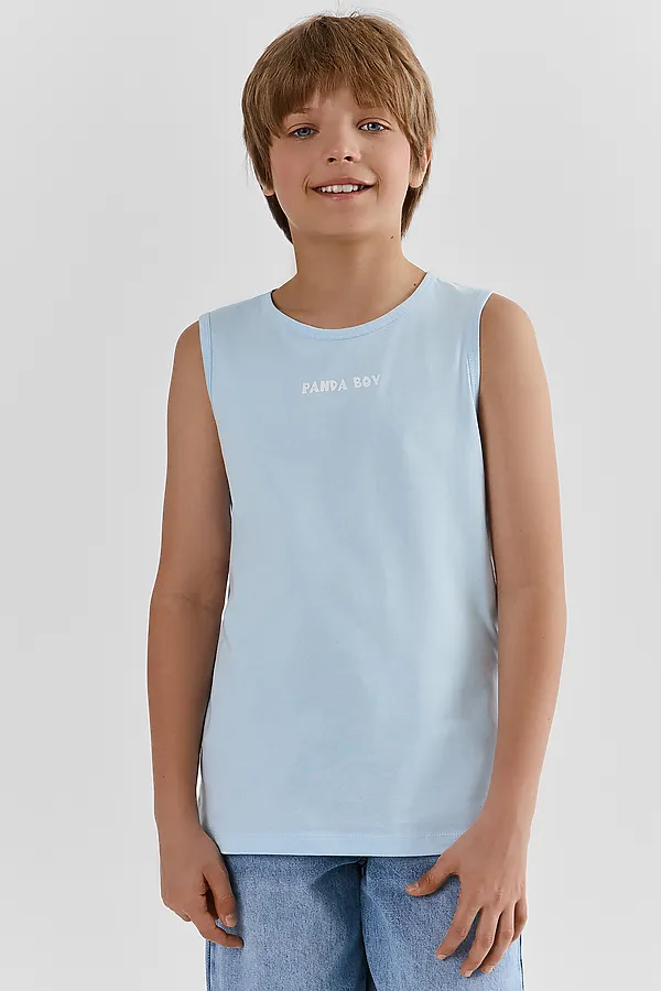 Майка  для мальчиков (2шт) MARK FORMELLE, голубое небо +синий +печать - фото 2