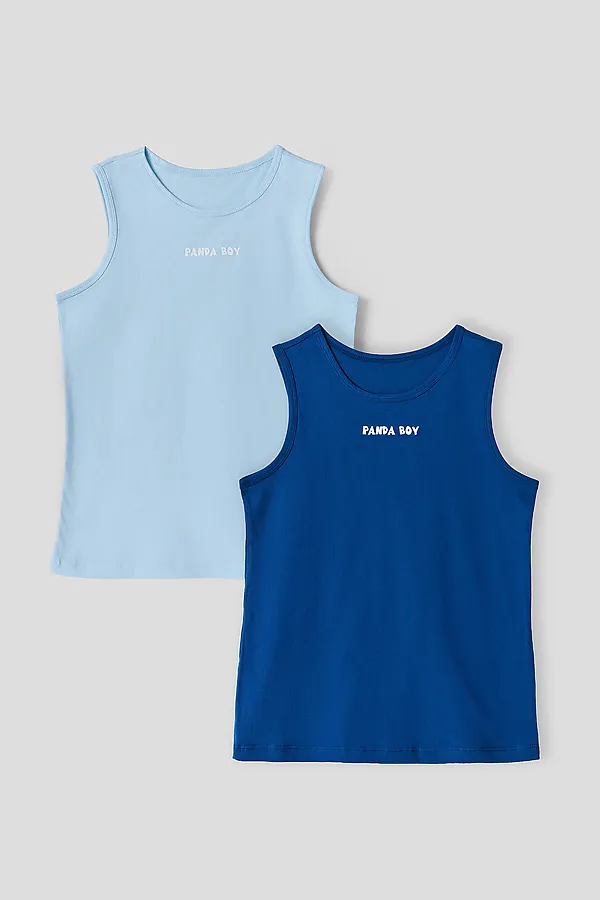 Майка  для мальчиков (2шт) MARK FORMELLE, голубое небо +синий +печать - фото 2