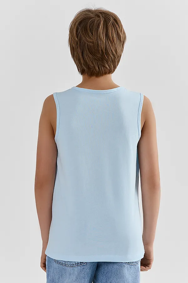 Майка  для мальчиков (2шт) MARK FORMELLE, голубое небо +синий +печать - фото 2