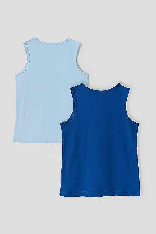 Майка  для мальчиков (2шт) MARK FORMELLE, голубое небо +синий +печать - фото 2