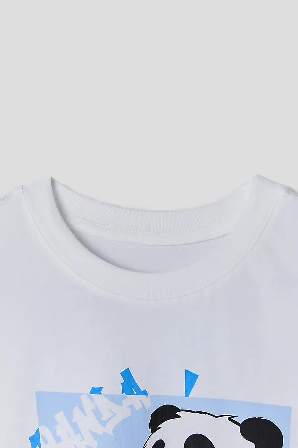 Комплект для мальчиков (джемпер, шорты) MARK FORMELLE, белый +большие панды - фото 2