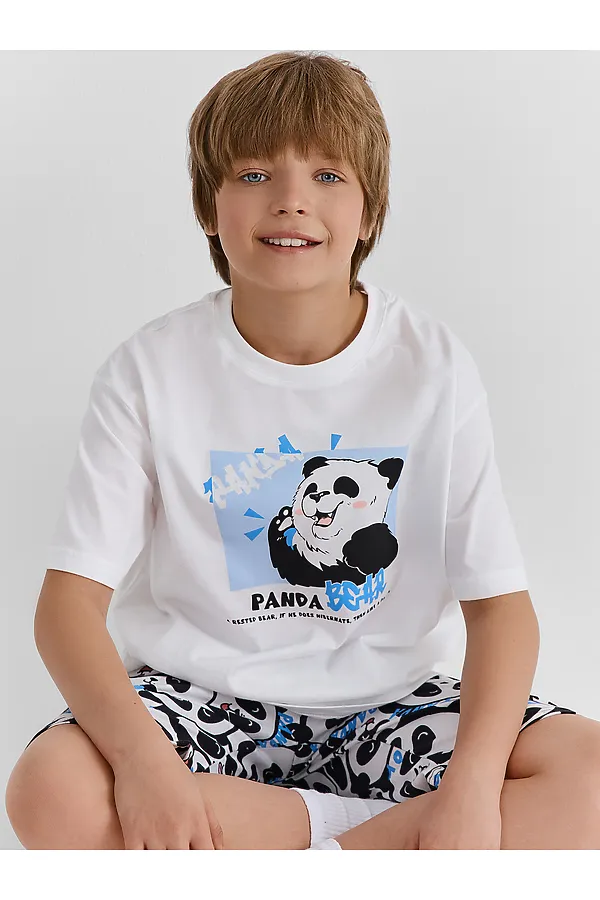 Комплект для мальчиков (джемпер, шорты) MARK FORMELLE, белый +большие панды - фото 2