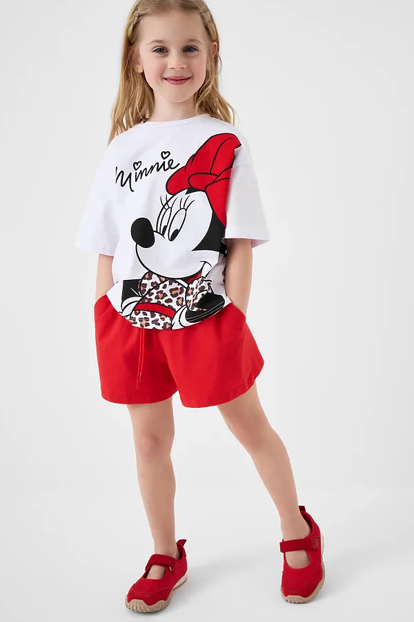 Комплект трикотажный для девочек: фуфайка (футболка), шорты PLAYTODAY, белый,красный - фото 2