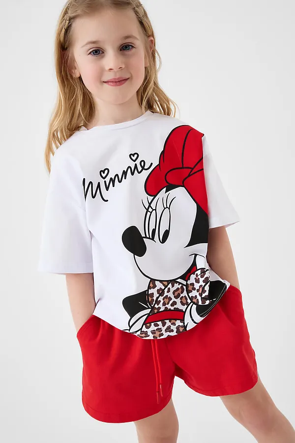 Комплект трикотажный для девочек: фуфайка (футболка), шорты PLAYTODAY, белый,красный - фото 2