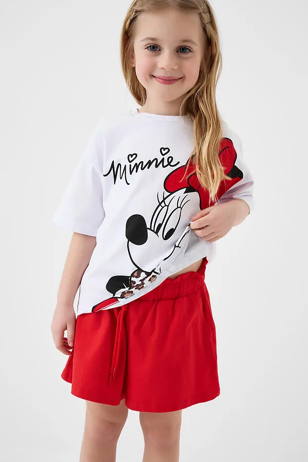 Комплект трикотажный для девочек: фуфайка (футболка), шорты PLAYTODAY, белый,красный - фото 2
