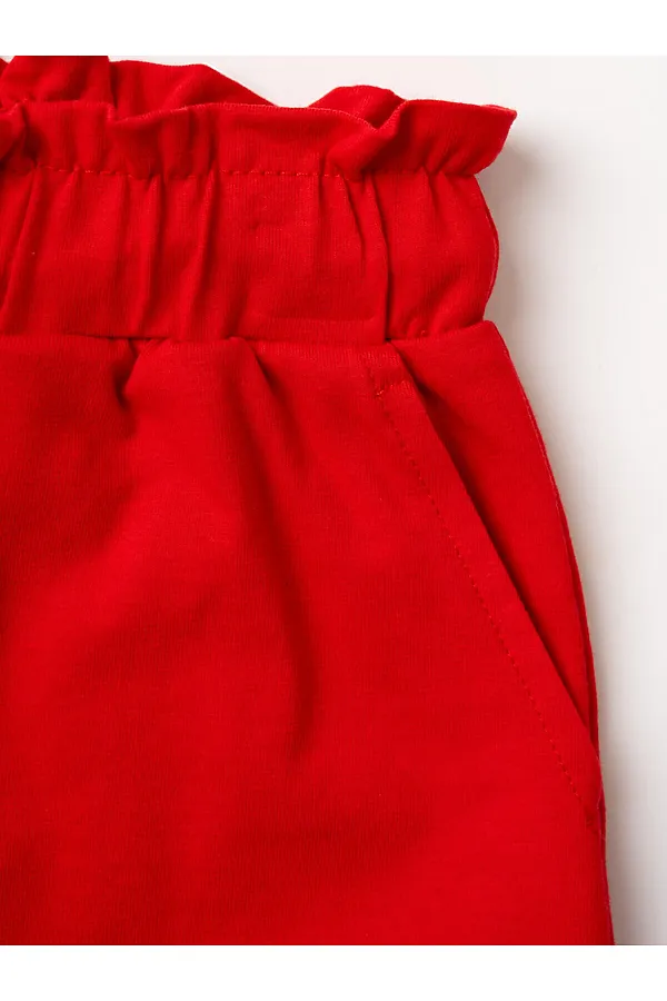 Комплект трикотажный для девочек: фуфайка (футболка), шорты PLAYTODAY, белый,красный - фото 2