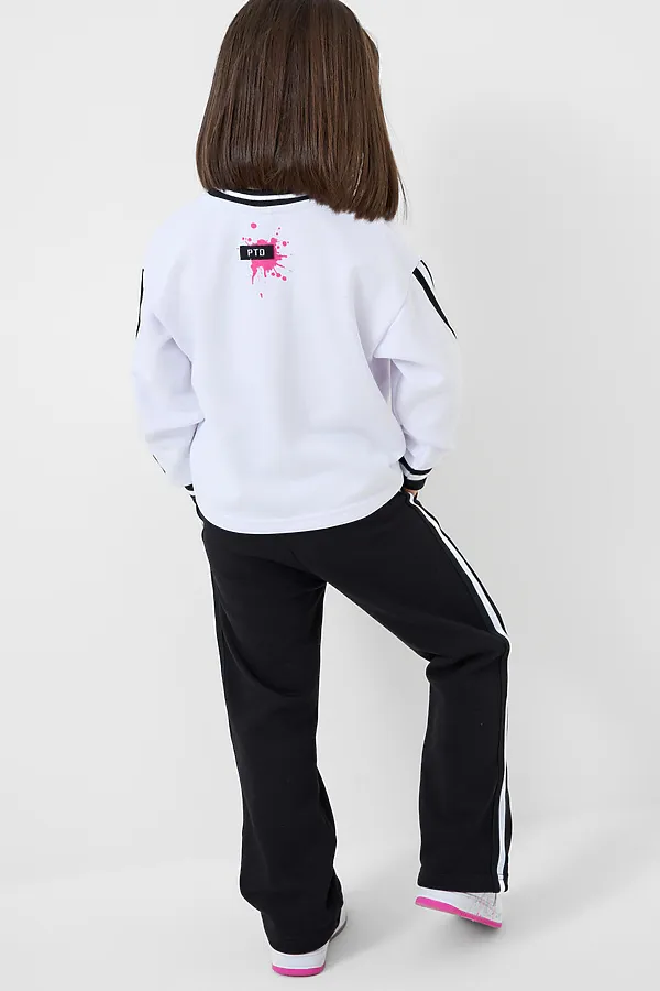 Комплект трикотажный для девочек: толстовка, брюки PLAYTODAY, белый,черный - фото 2