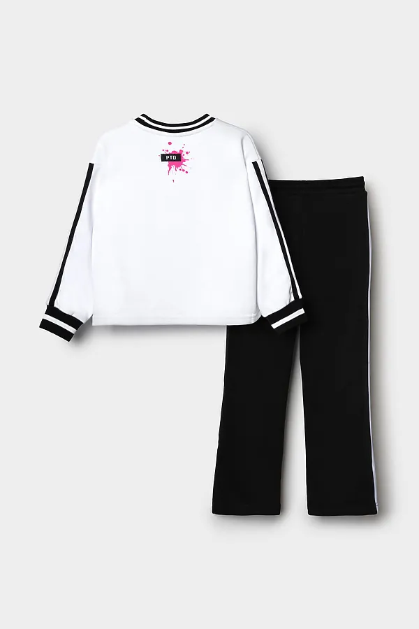 Комплект трикотажный для девочек: толстовка, брюки PLAYTODAY, белый,черный - фото 2