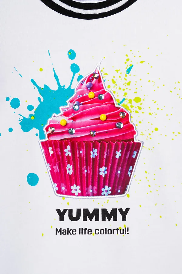 Комплект трикотажный для девочек: толстовка, брюки PLAYTODAY, белый,черный - фото 2