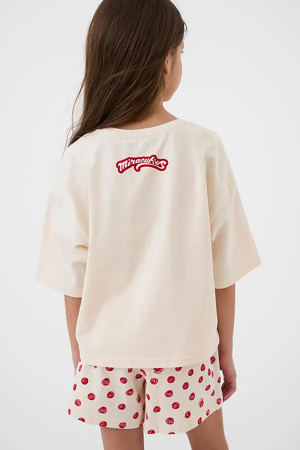 Комплект трикотажный для девочек: фуфайка (футболка), шорты PLAYTODAY, красный - фото 2