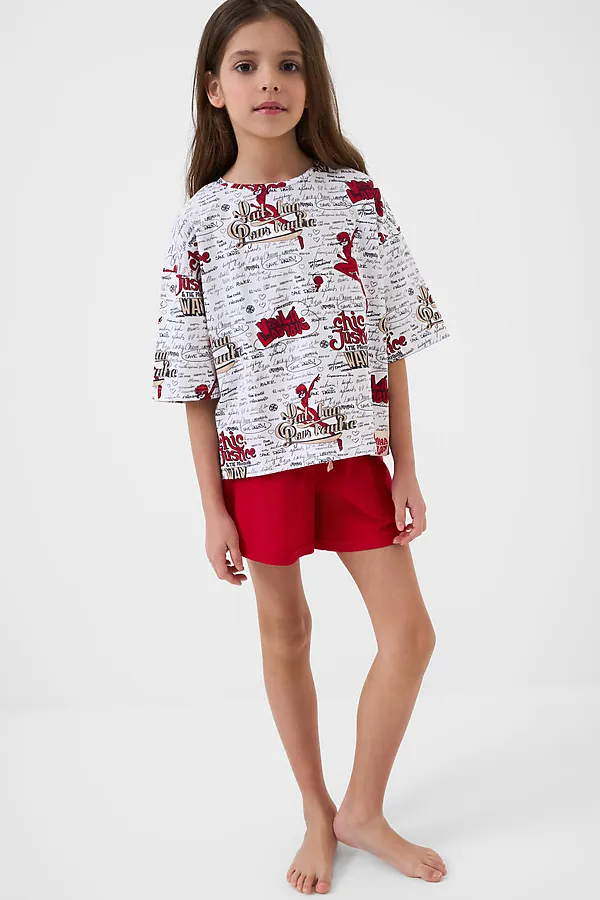 Комплект трикотажный для девочек: фуфайка (футболка), шорты PLAYTODAY, разноцветный - фото 2