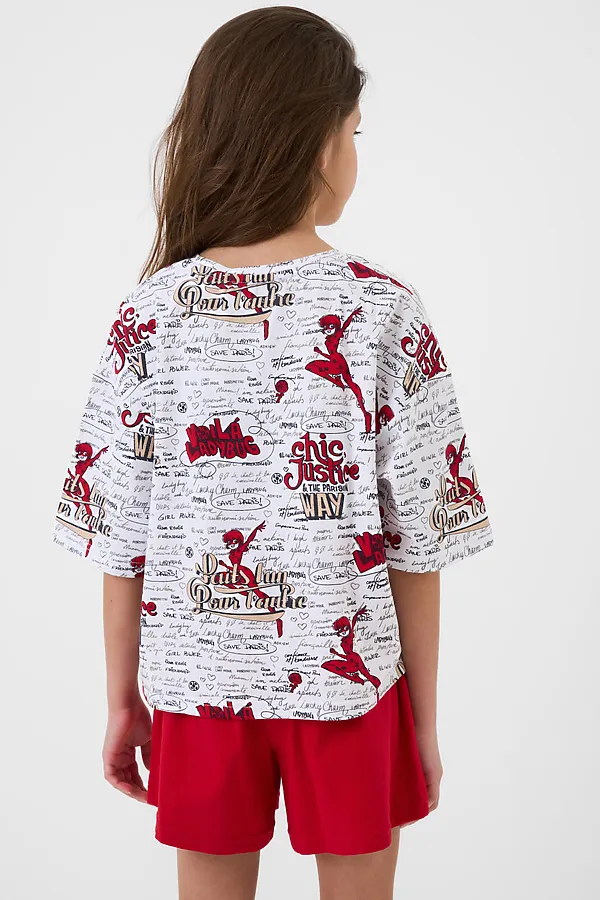 Комплект трикотажный для девочек: фуфайка (футболка), шорты PLAYTODAY, разноцветный - фото 2