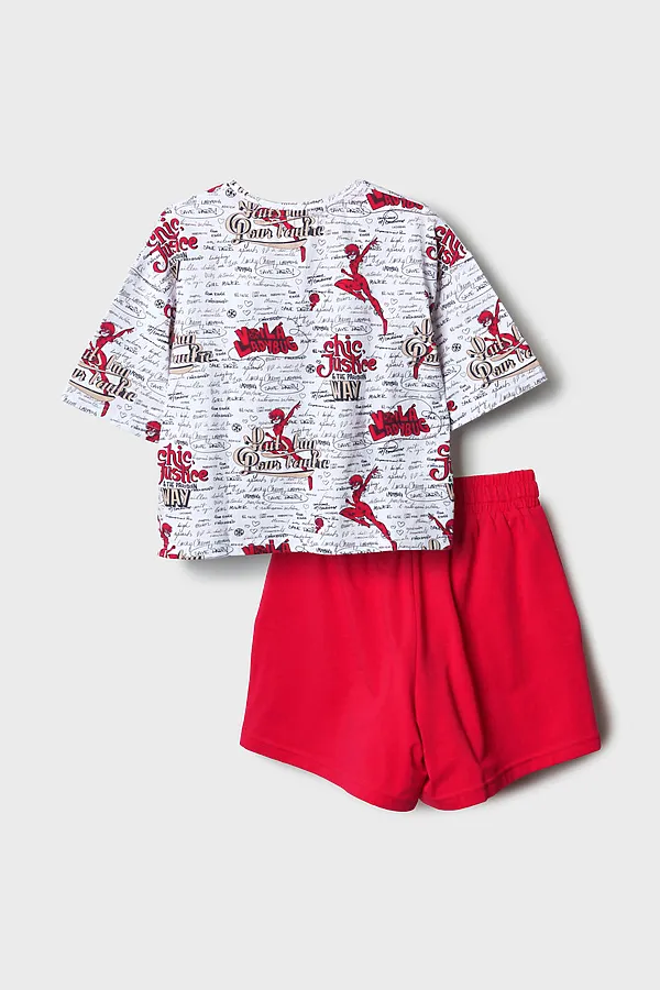 Комплект трикотажный для девочек: фуфайка (футболка), шорты PLAYTODAY, разноцветный - фото 2