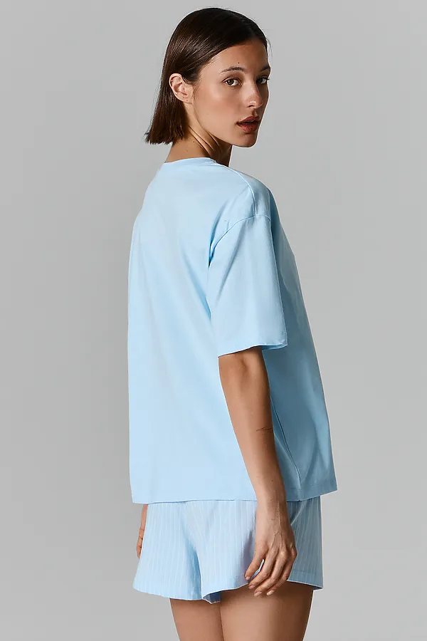 Комплект женский (джемпер, шорты) MARK FORMELLE, голубое небо +полоска на голубом - фото 2