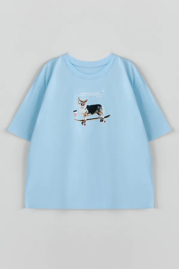 Комплект женский (джемпер, шорты) MARK FORMELLE, голубое небо +полоска на голубом - фото 2