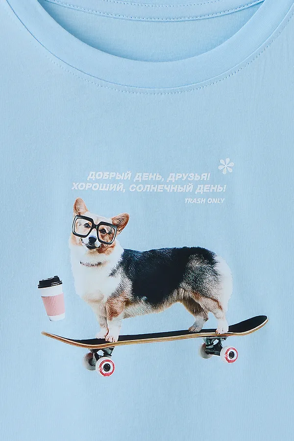 Комплект женский (джемпер, шорты) MARK FORMELLE, голубое небо +полоска на голубом - фото 2