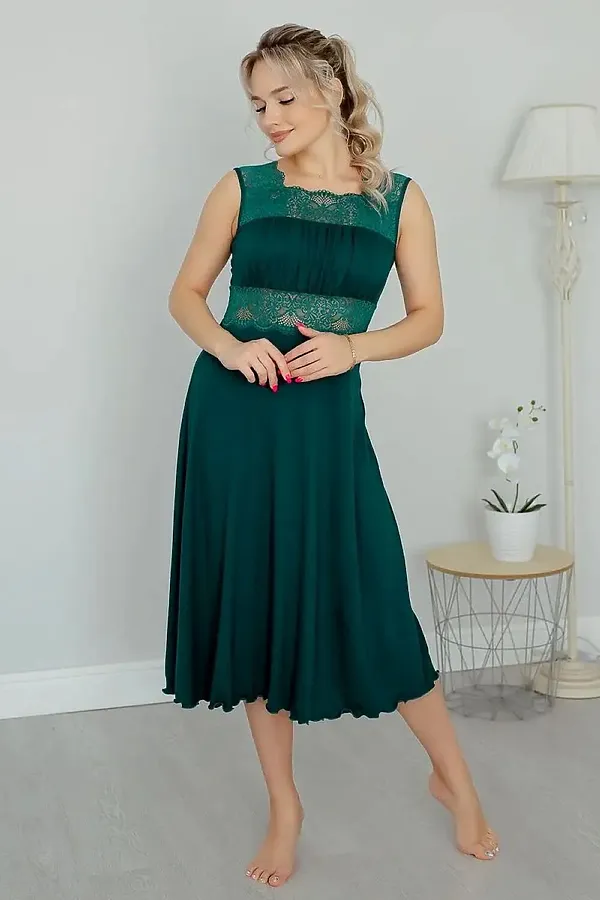 Сорочка Риана длинная НАТАЛИ, зеленый - фото 2