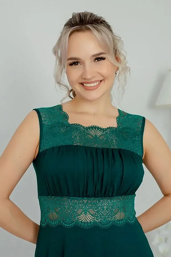 Сорочка Риана длинная НАТАЛИ, зеленый - фото 2