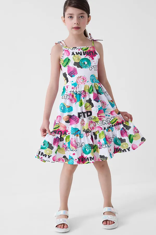 Сарафан трикотажный для девочек PLAYTODAY, разноцветный - фото 2
