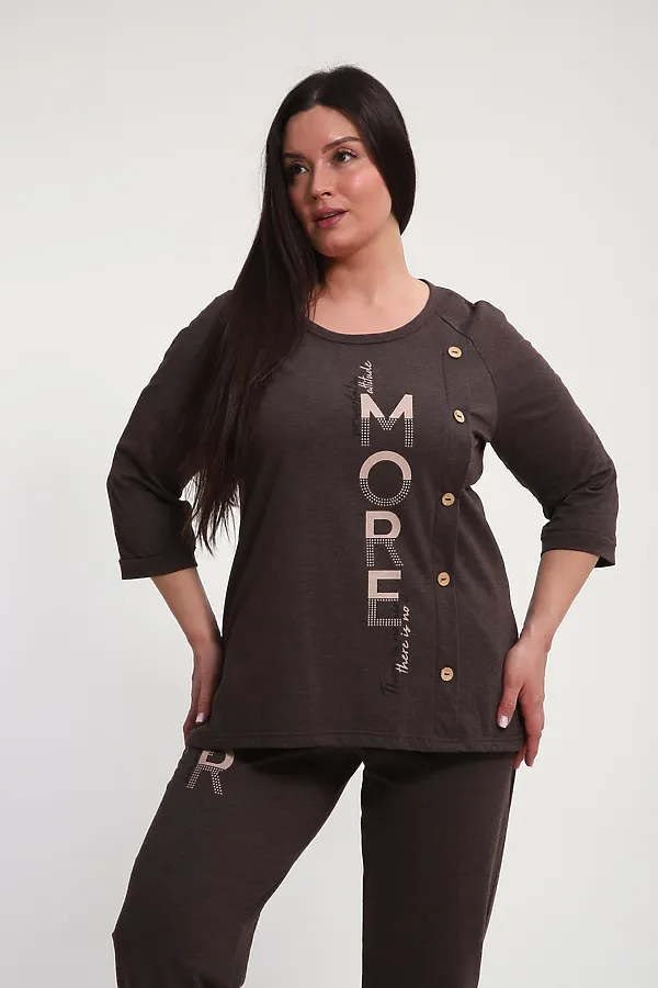 Костюм с брюками КБЖ0044 НАТАЛИ, коричневый - фото 2