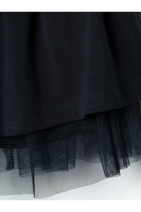 Юбка-шорты трикотажные для девочек PLAYTODAY, темно-серый - фото 2