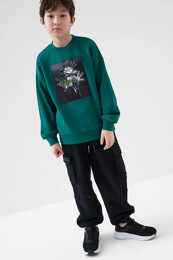 Толстовка трикотажная для мальчиков PLAYTODAY, темно-зеленый - фото 2