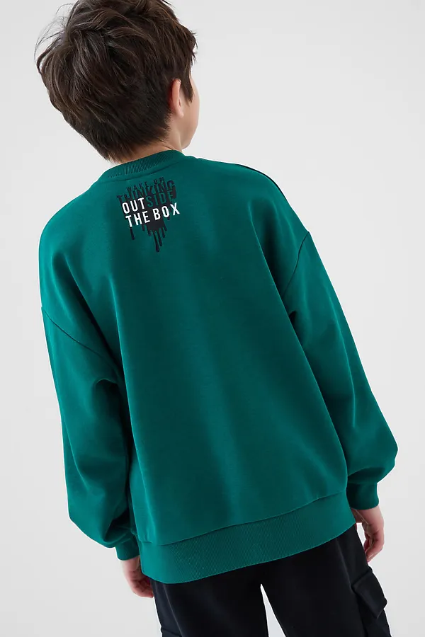 Толстовка трикотажная для мальчиков PLAYTODAY, темно-зеленый - фото 2