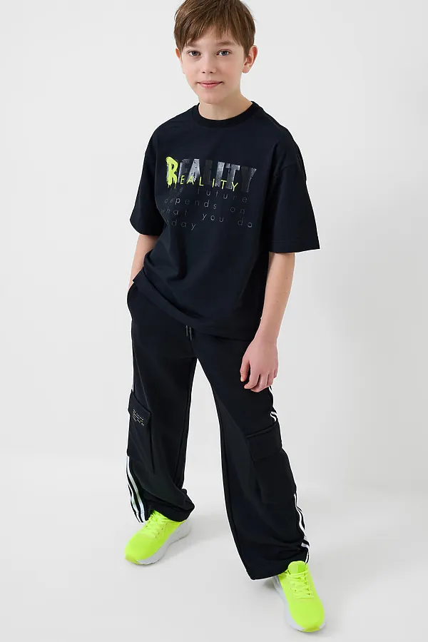 Брюки трикотажные для мальчиков PLAYTODAY, черный - фото 2