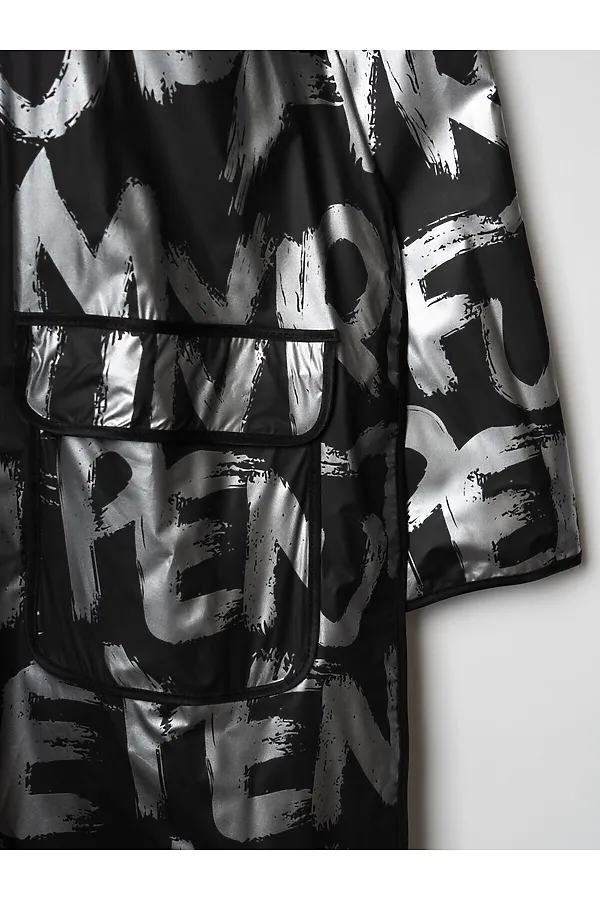 Плащ из полимерного материала для женщин (дождевик) PLAYTODAY, черный,серебряный - фото 2