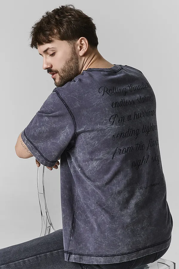 Футболка мужская MARK FORMELLE, acid wash графит +печать1 - фото 2