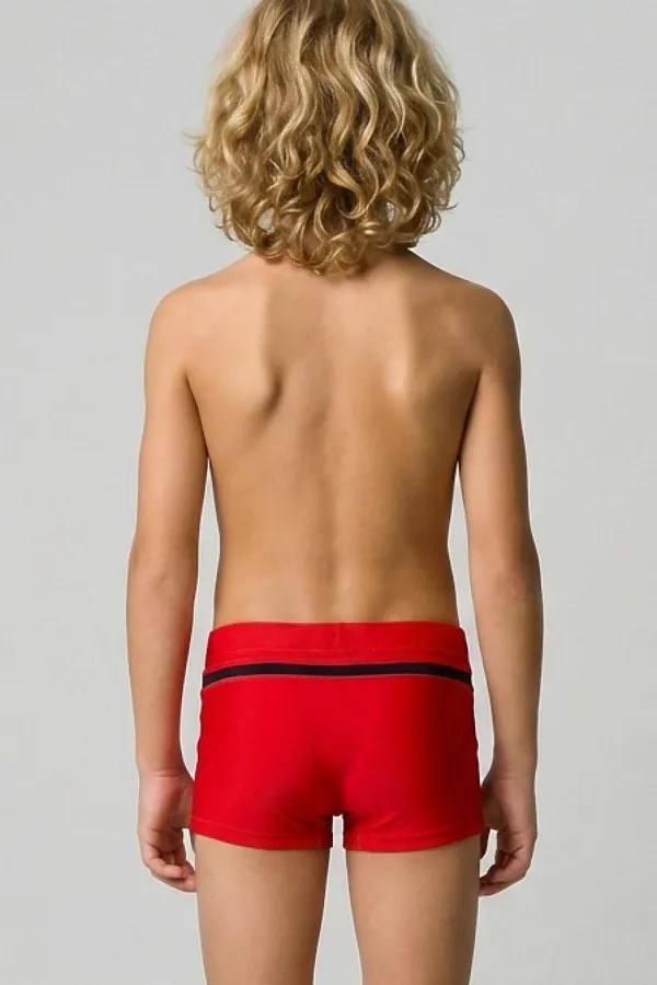 Плавки-шорты трикотажные для мальчиков, короткие PLAYTODAY, черный,красный - фото 2