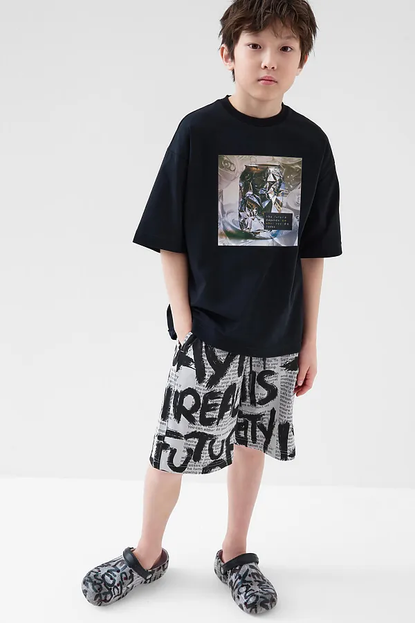 Фуфайка трикотажная для мальчиков (футболка) PLAYTODAY, черный - фото 2