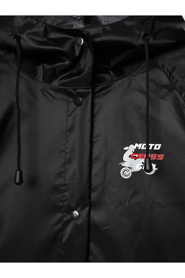 Плащ текстильный с полиуретановым покрытием для девочек (дождевик) PLAYTODAY, черный - фото 2