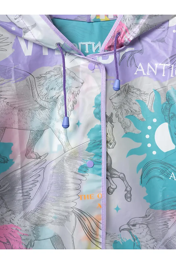 Плащ из полимерного материала для девочек (дождевик) PLAYTODAY, разноцветный - фото 2