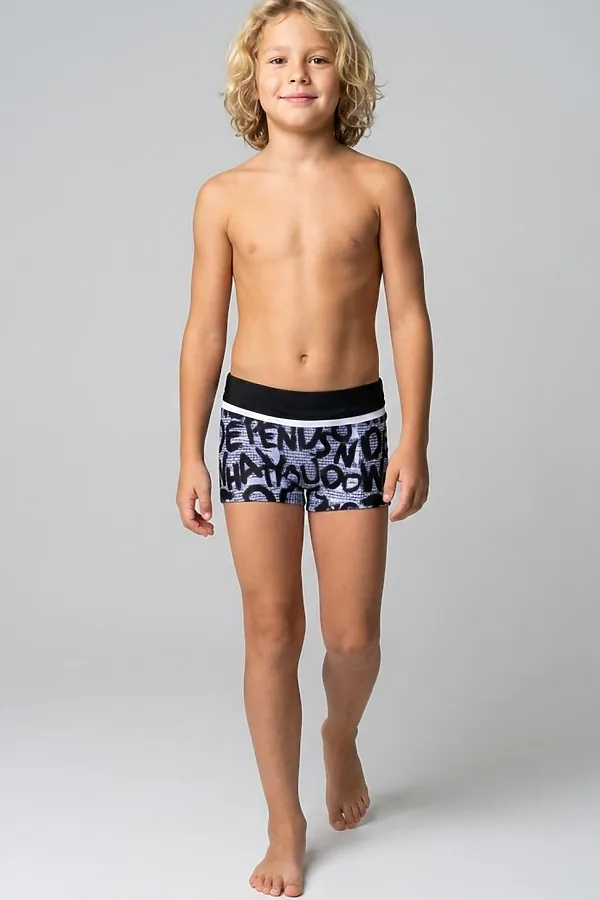 Плавки-шорты трикотажные для мальчиков, средней длины PLAYTODAY, белый,черный,светло-серый - фото 2