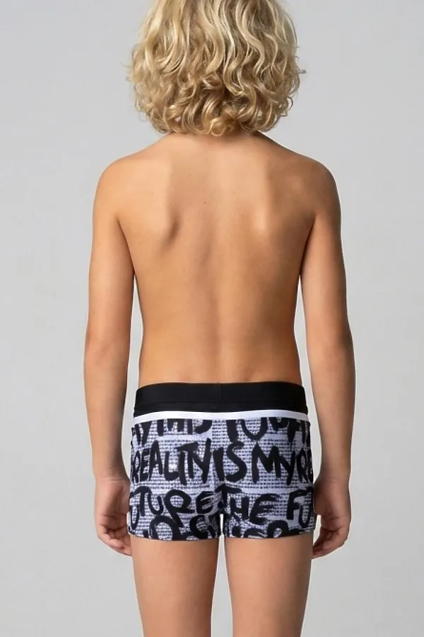 Плавки-шорты трикотажные для мальчиков, средней длины PLAYTODAY, белый,черный,светло-серый - фото 2