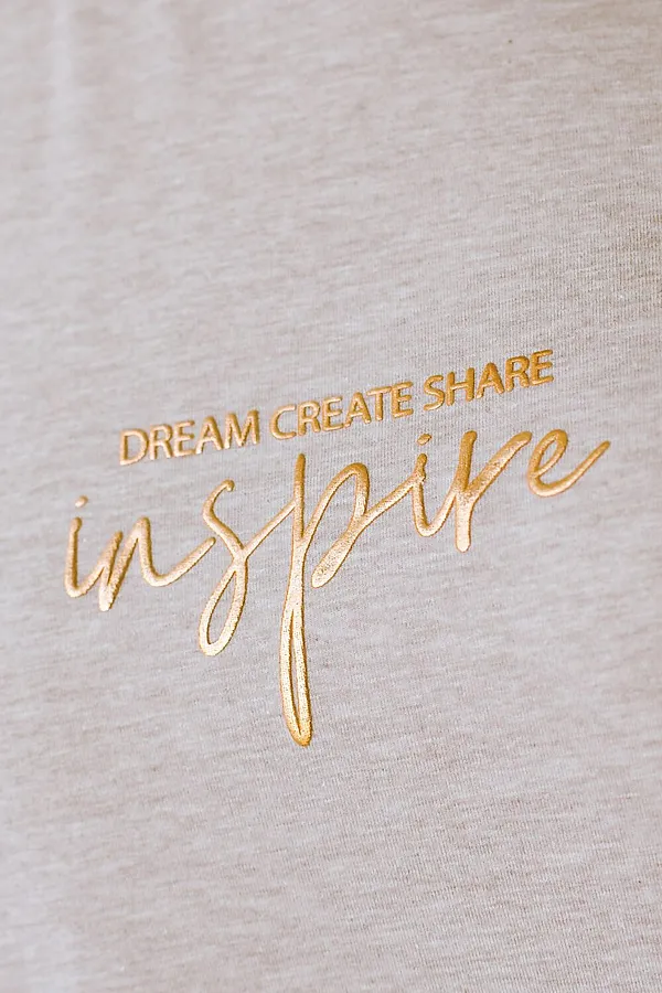 Футболка из премиального хлопка с авторским принтом VILATTE, кофейный меланж_inspire - фото 2