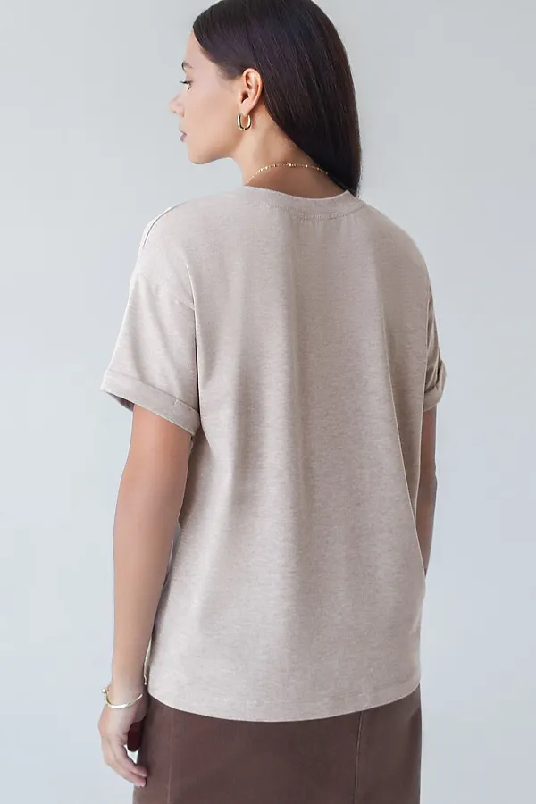 Футболка из премиального хлопка с авторским принтом VILATTE, кофейный меланж_inspire - фото 2