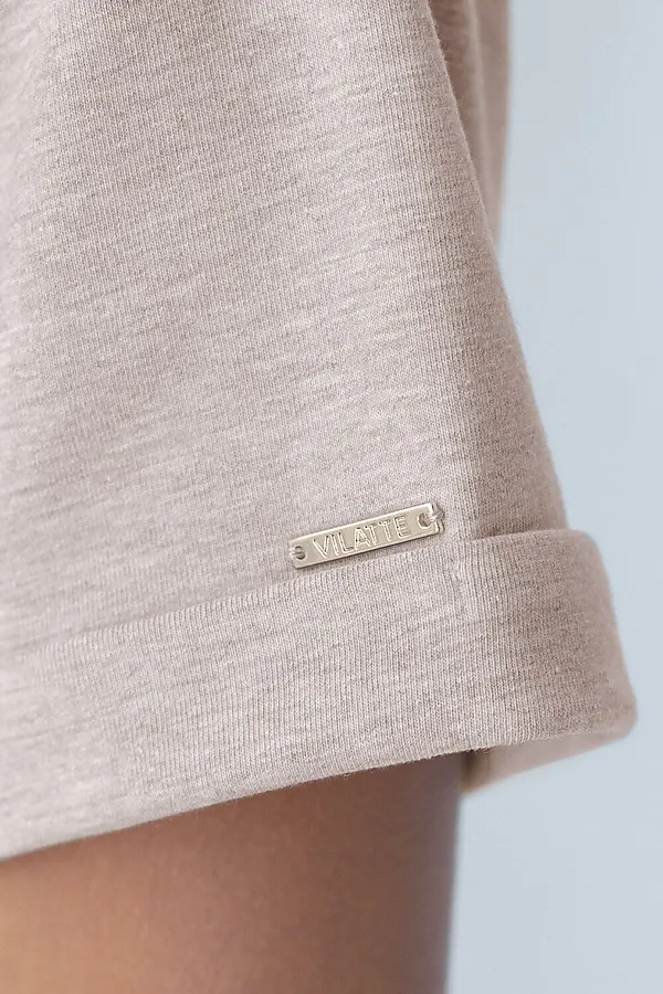 Футболка из премиального хлопка с авторским принтом VILATTE, кофейный меланж_inspire - фото 2